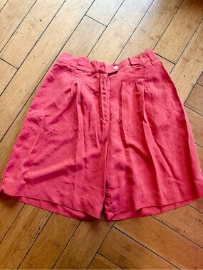 Talbots Silk Coral Pleated High-rise Bermuda Shorts